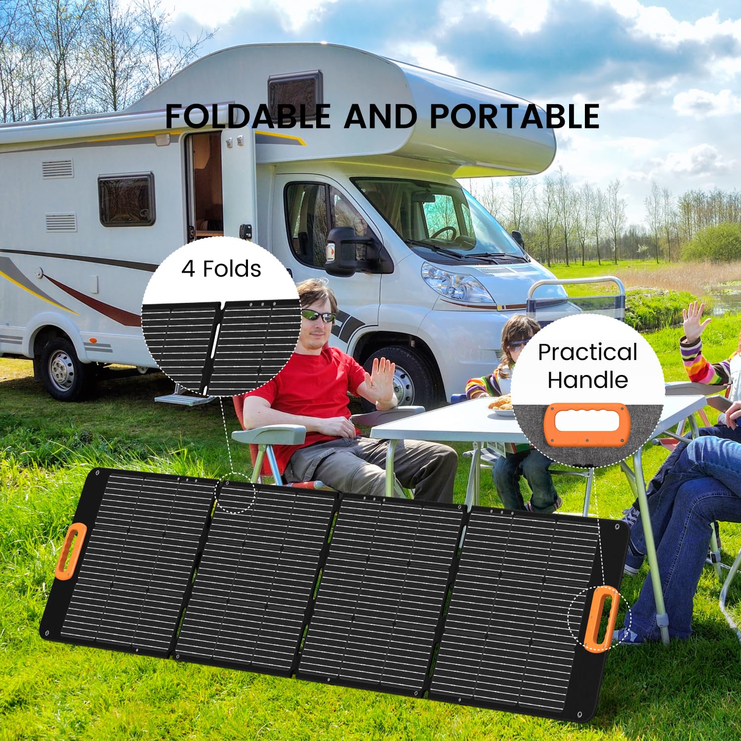 SolarEpoch Przenośny panel słoneczny 200 W do elektrowni Discover 600/1000/1500/2000, wodoodporna składana ładowarka solarna do kampera, na kemping, poza siecią