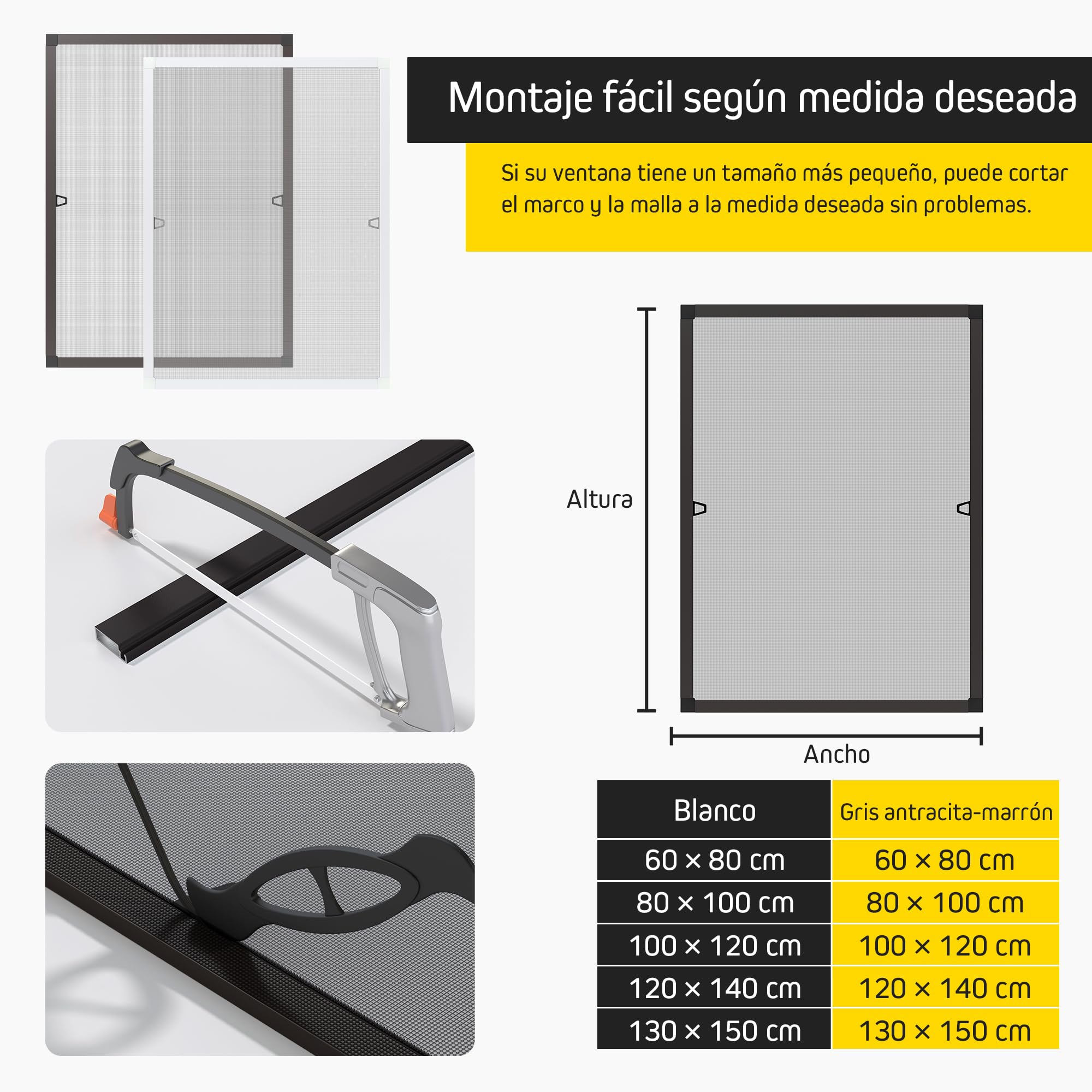 Jalousiescout Protectline Mosquitera para Ventana, Marco de Aluminio, Malla de Fibra de Vidrio Duradera, Instalación Fácil, Ajustable para Protección Contra Mosquitos, 100 x 120 cm, Blanco