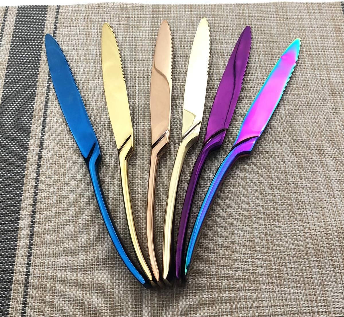 Silverware Set, Uniturcky 28-Piece 304 Stainless Steel Mirror Polished Blue Flatware Set Service for 4, Knife Fork Spoon Kitchen Utensil Sets, Tableware Cutlery Set For Home And Restaurant