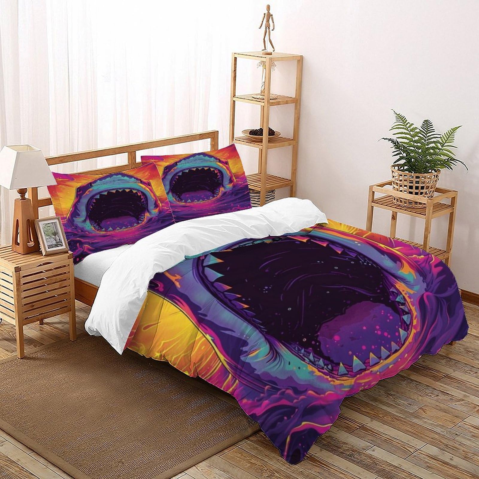 Parure de lit adulte requin blanc en version premium macrostoma ocean set pour lit 260x220