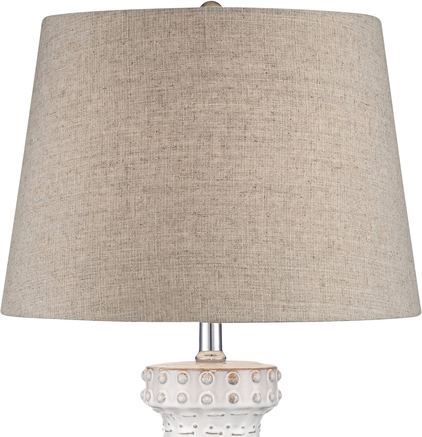 360 Lighting Helene Country Cottage 3-Way Table Lamp with Table Top Dimmer 26" High Cream White Ceramic Tapered Tan Linen Drum Shade for Living Room Bedroom House Bedside Nightstand (Color May Vary)