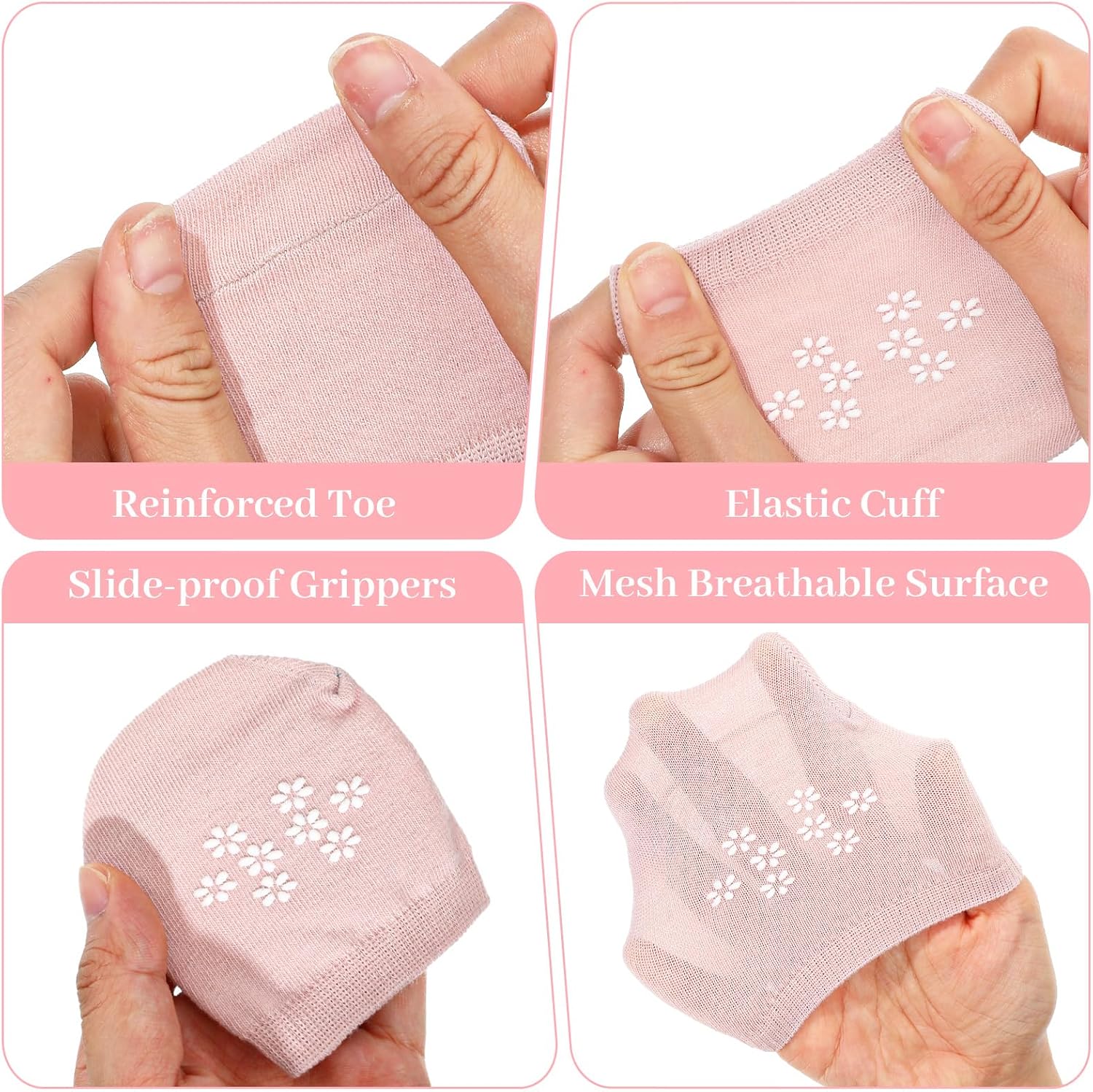 Half Socks Toe Socks Womens for Mules No Show Liner Toe Topper Covers Seamless Grip Invisible Non-Slip Liners for Clog Slip-ons 8 Pairs