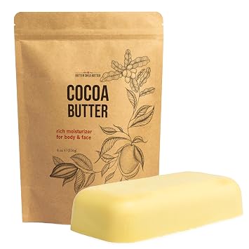 Raw Cocoa Butter 100% Pure Unrefined Cacao Butter, 8 oz Block