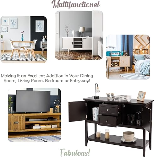 Miniatura 6 de LOKO Armario buffet con almacenamiento, mesa consola multifuncional con amplio espacio de almacenamiento, aparador con cajones para cocina, comedor,