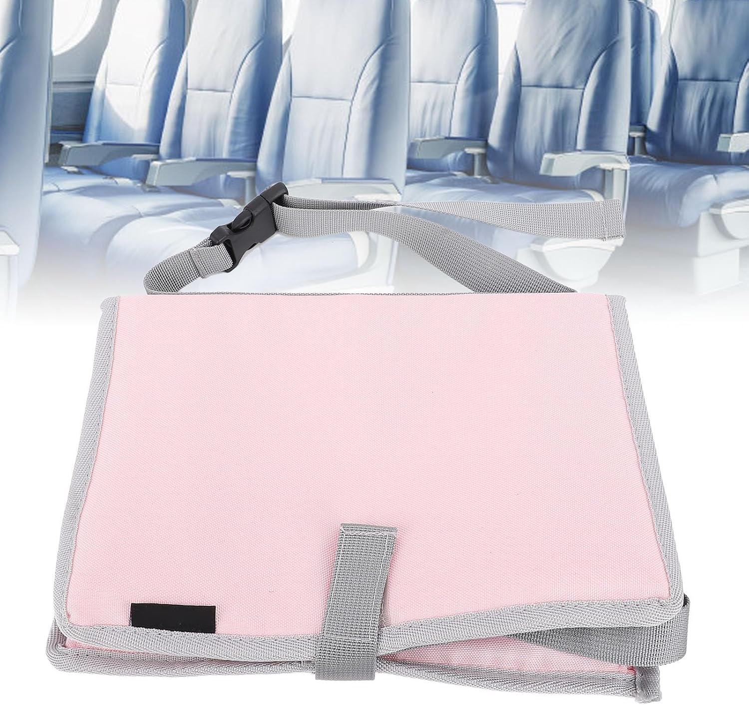 Yosoo Foldable Travel Tray Cover, Airplane Tray Organizer Table Tray Bag, Multifunctional Kids Adults with Storage Pockets, for Planes Trains Cars (Pink)