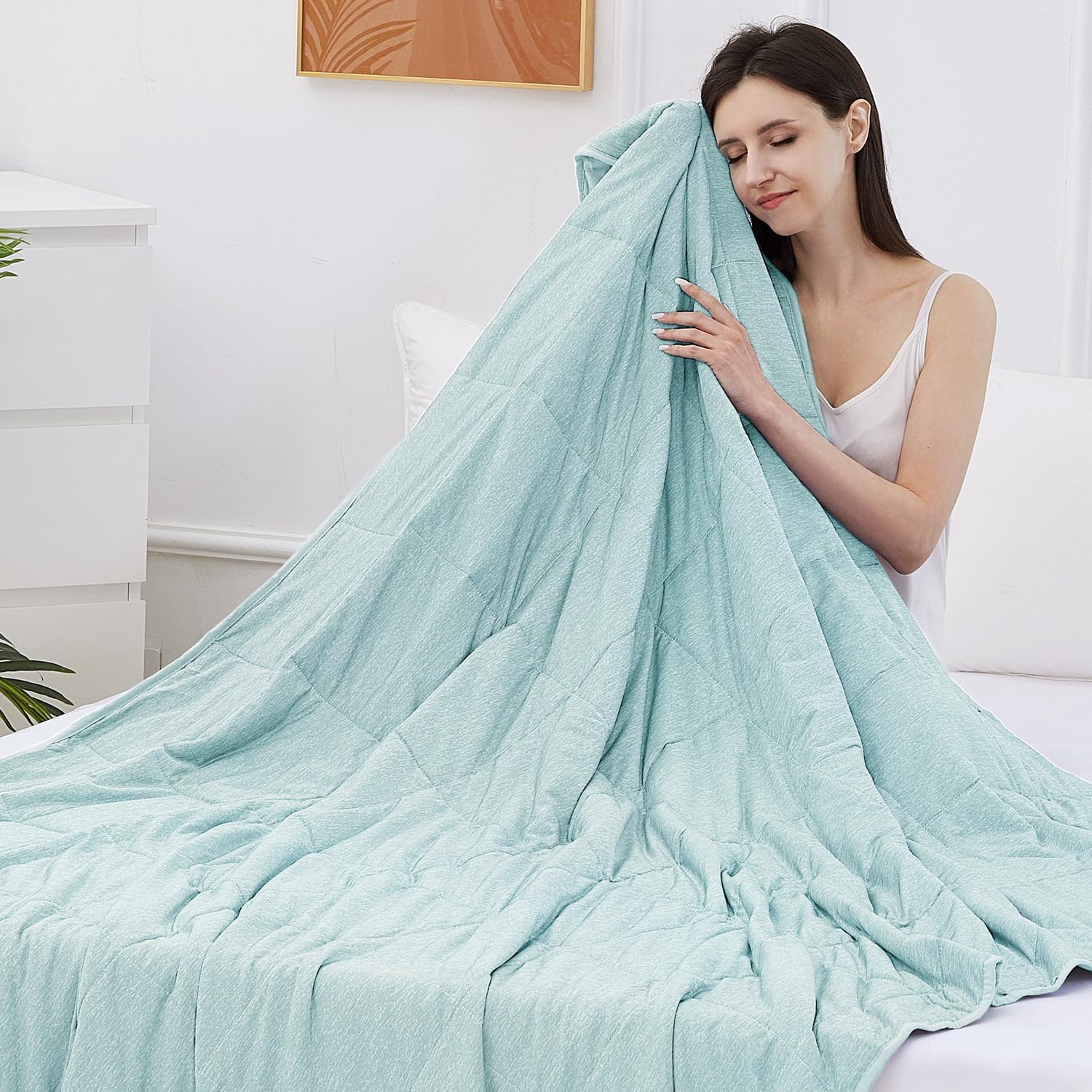 EVENHUG Cooling Blanket for Hot Sleepers Lightweight Breathable Summer Cold Blankets for Sleeping Night Sweats to Keep Cool Soft Blanket for Bed and Couch Sofa (Green, 59 "x 79")