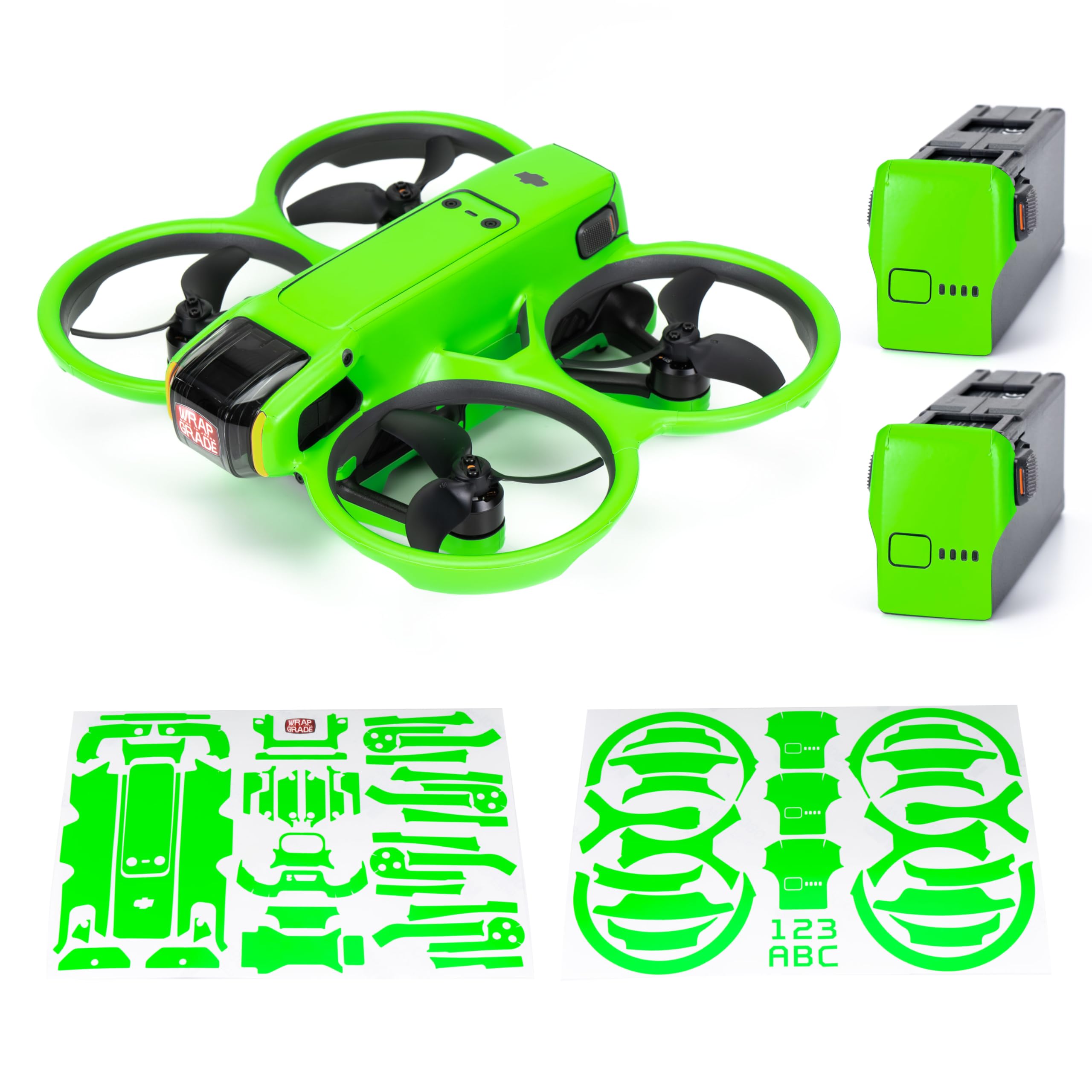 WRAPGRADE Skin Stickers Compatible with DJI Avata 2 (Neon Green), DJI Avata 2, 6.93 x 4.09 x 2.83 inches