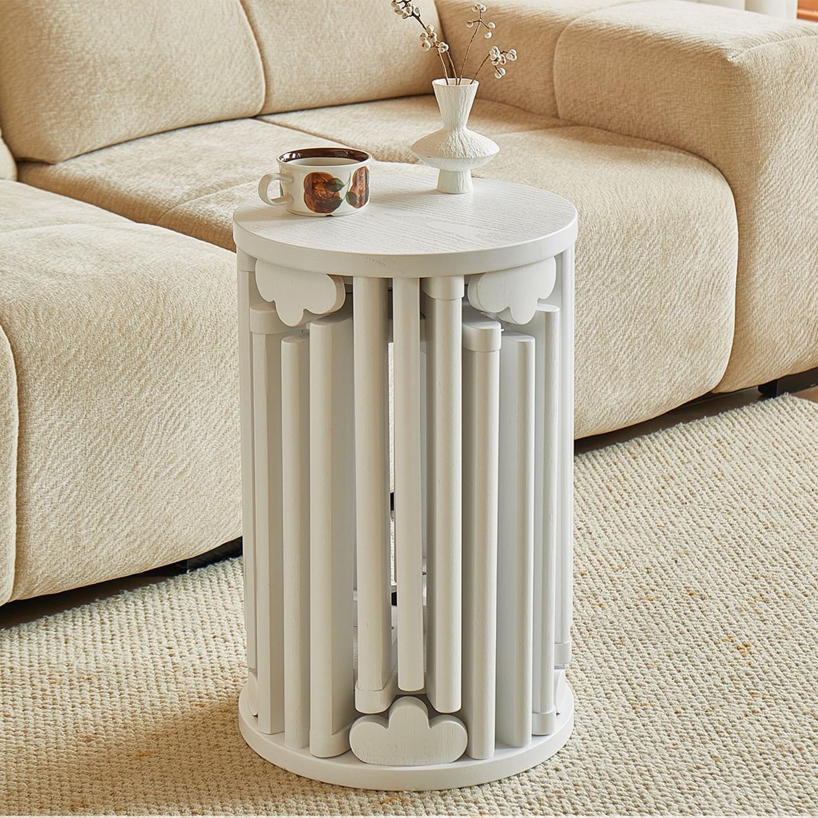 XNZJHPP 6-in-1 Stackable Stools with Wheels - Set of 6 Nesting Wooden Stools for Kitchen, Living Room, Bar & Dorm - Durables, Space-Saving Design for Versatile Use (White without Wheels)