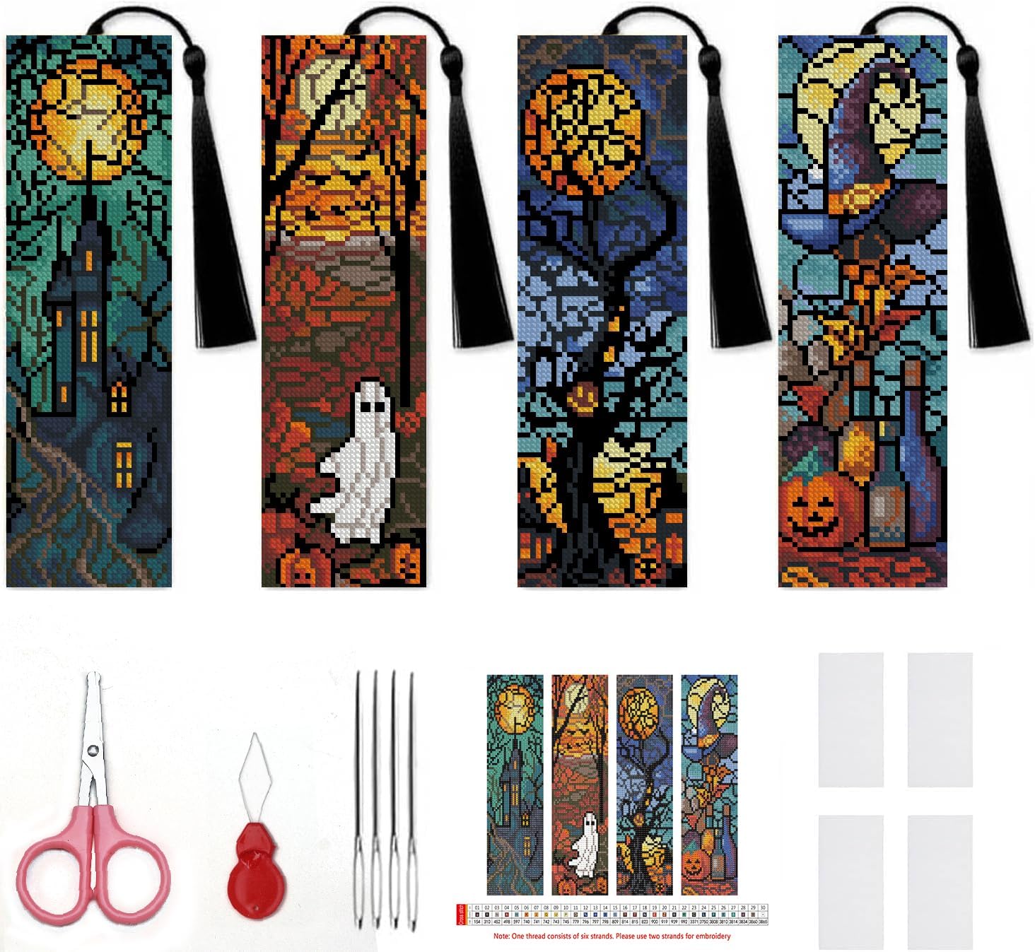 Mushroom Flowers Counted Cross Stitch Bookmark Kit for Adults Beginners