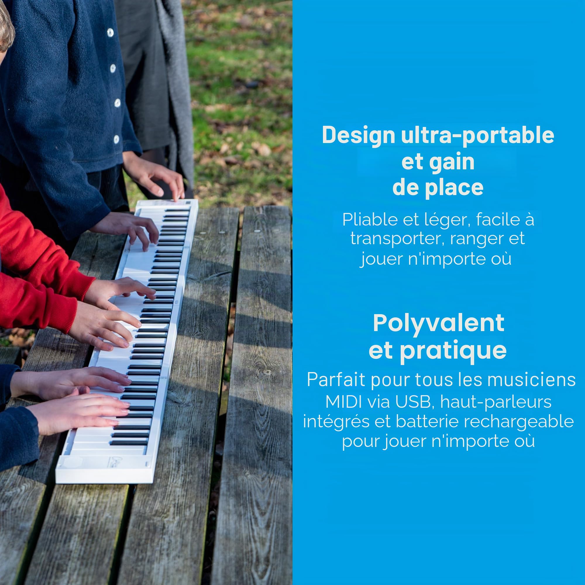 Blackstar BA215010 Carry-on FP-88 Touch Touch 88 Touches Tactile Blanc Portable Pliable Piano Numérique Contrôleur MIDI USB avec Batterie Rechargeable