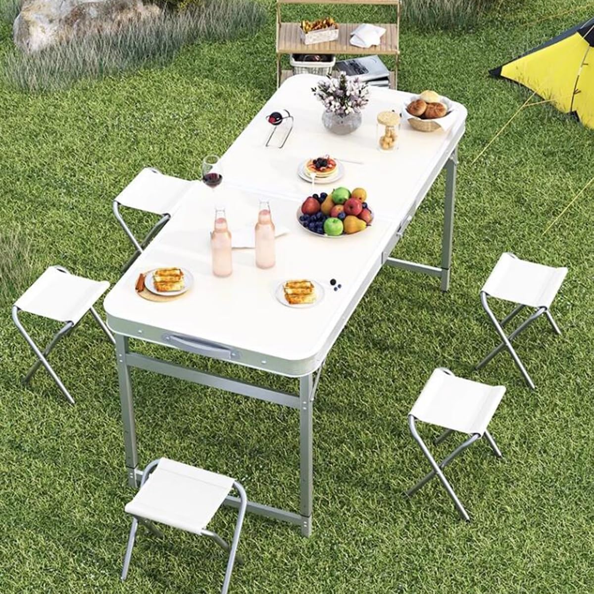 Table Pliante Rectangulaire en Plastique, Table Utilitaire Portable de 180 cm, Solide et Stable, avec Poignée Intégrée, pour Soirée, Pique-nique, Camping, Intérieur et Extérieur, Blanche | FR Table Pliante Rectangulaire en Plastique, Table Utilitaire Portable de 180 cm, Solide et Stable, avec Poignée Intégrée, pour Soirée, Pique-nique, Camping, Intérieur et Extérieur, Blanche | FR