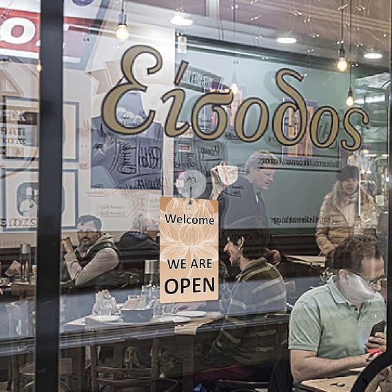 Plastic Open Closed Sign Be Back Clock Sign Double Sides Lotus Plastic Vinyl Adjustable Return Time Clock Hanging Plate for Business Store Restaurants Bar Retail Barbershop 7.87 x 4.72 Inch