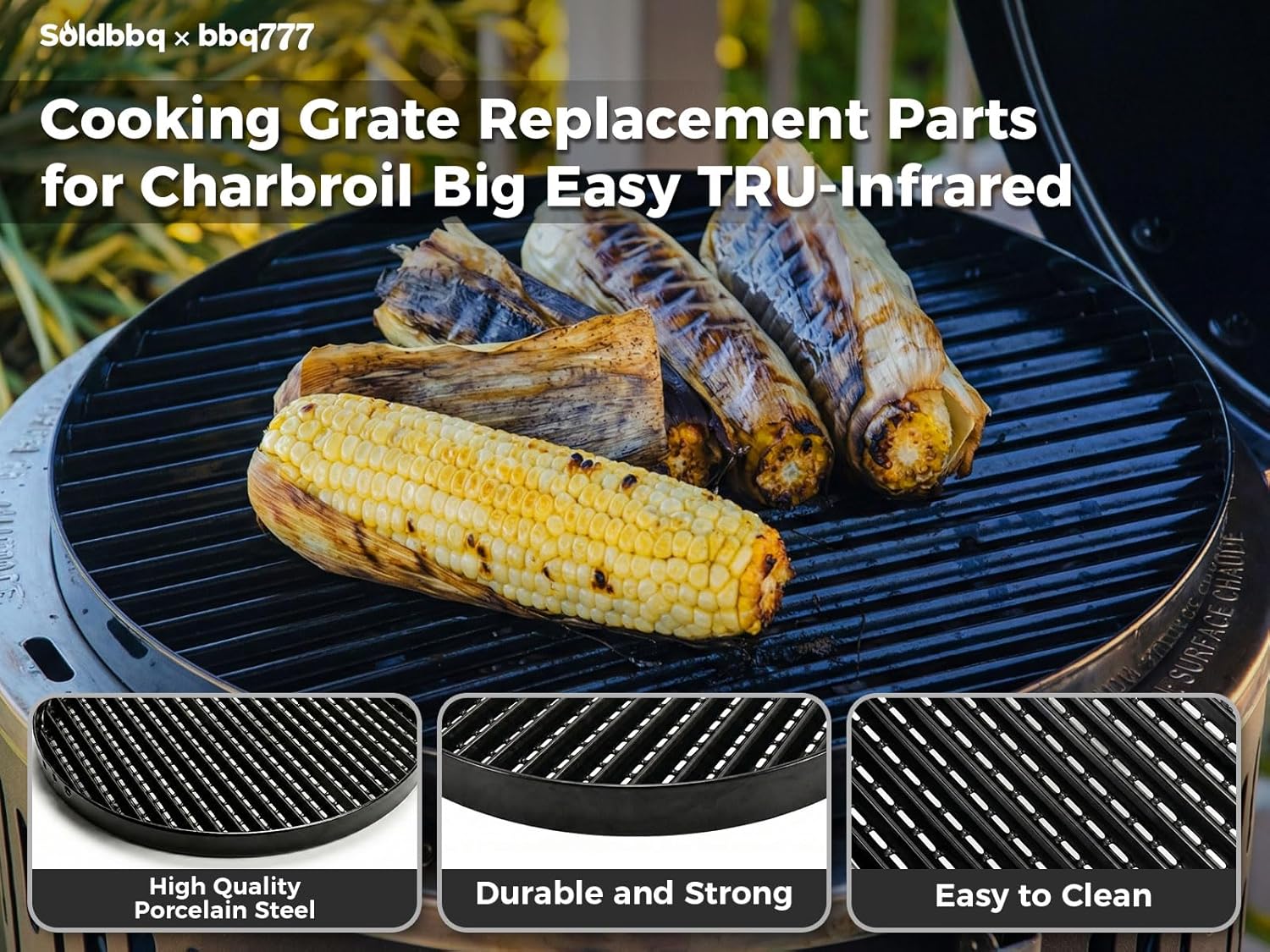 15 1/4" Porcelain Steel Cooking Grate Replacement Parts for Charbroil The Big Easy TRU-Infrared Smoker Roaster & Grill Model 14101550 14101550-A1/ A2 / A3 / A4, 29104315
