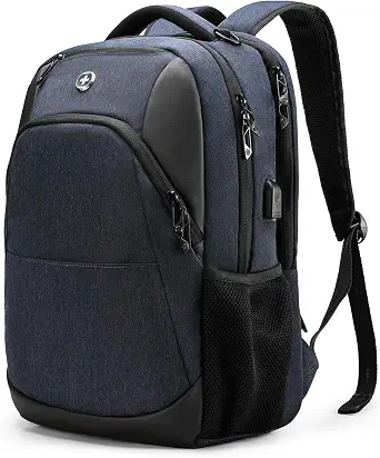 Swissdigital Design Large Business Laptop Backpack with USB Charging Port and RFID Protection