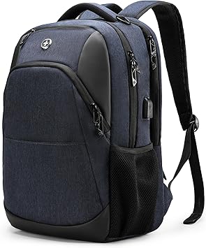 Swissdigital Design Travel Laptop Backpack for Men and Women, Business Backpack with USB Charging Port for Fits 16 Inch Notebook, Blue | SD1670-12