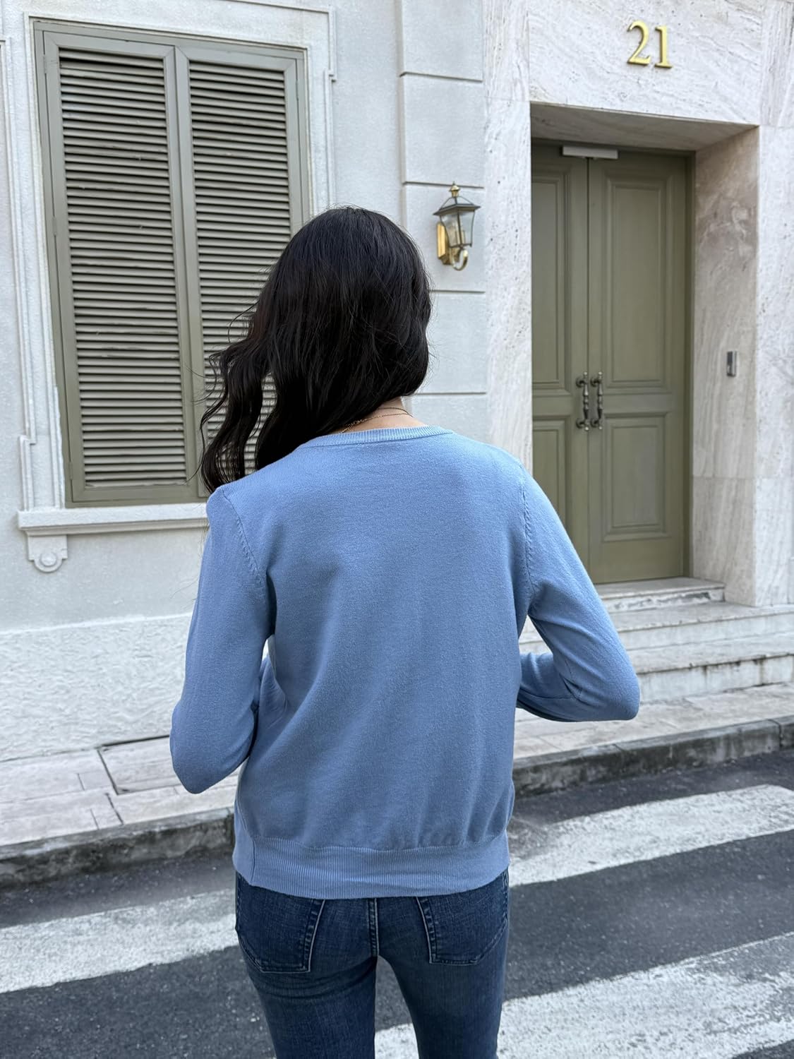 Women's Long Sleeve Cardigan Sweater, Button Down Knit Shrug, Slim Fit Stretch Soft Lounge Office