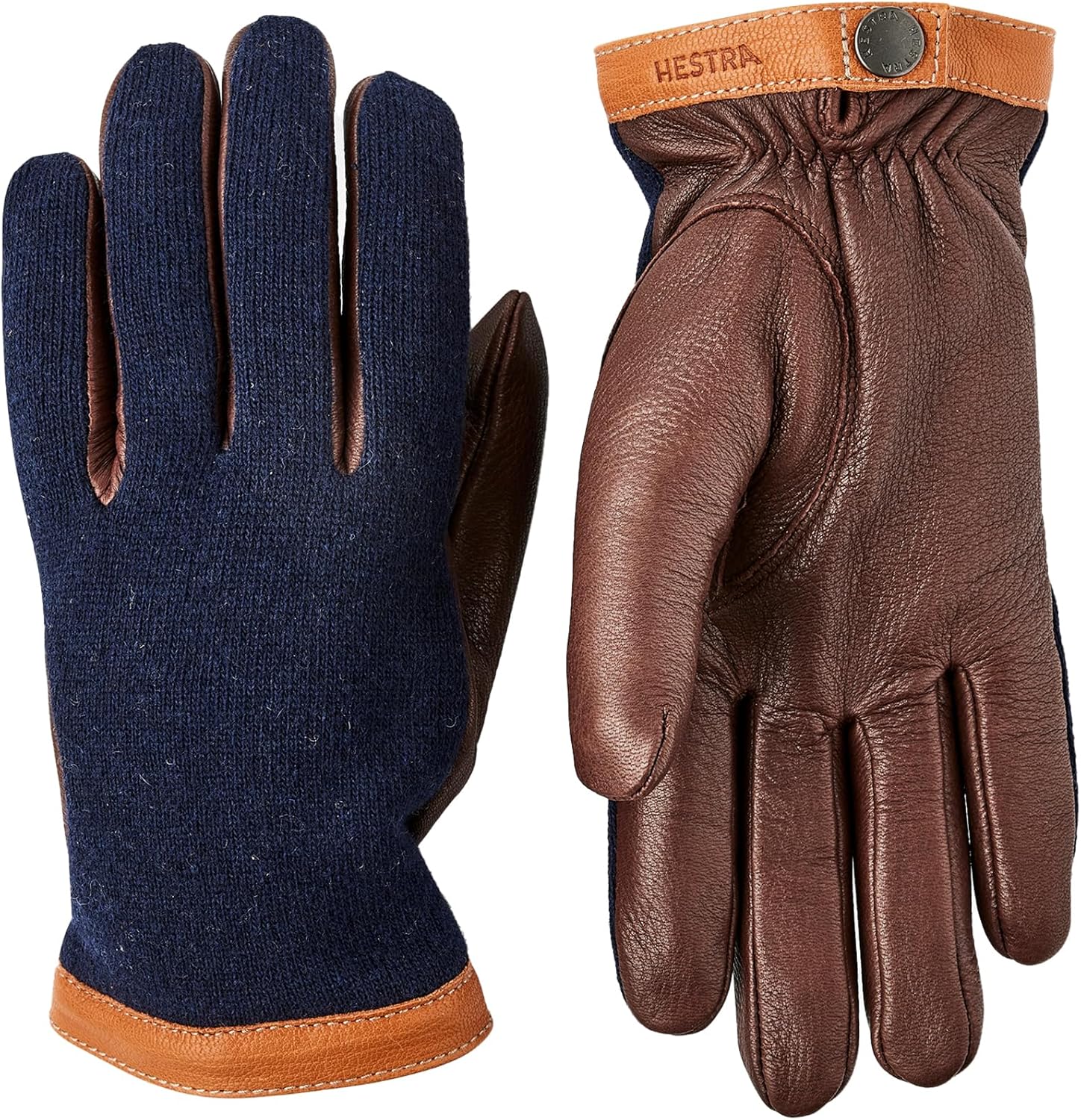 Hestra Men’s Deerskin Wool Tricot Gloves, Leather & Wool Gloves with Merino Wool Lining for Everyday Wear in Cold Weather