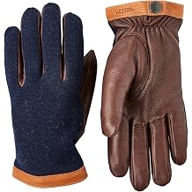 HESTRA Men's Deerskin Wool Tricot Gloves Brown/Black 9