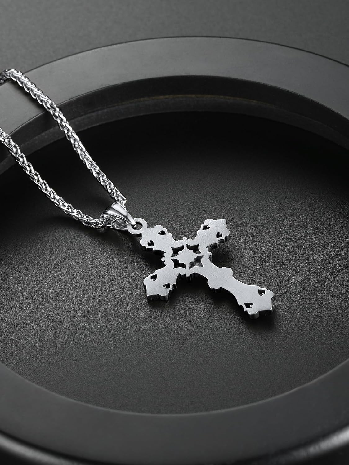 ChainsHouse Cross Necklace for Men, Black/18K Gold Plated/Stainless Steel Christian Jewelry Cross Pendant Necklace for Men, with Gift Box - Image 9