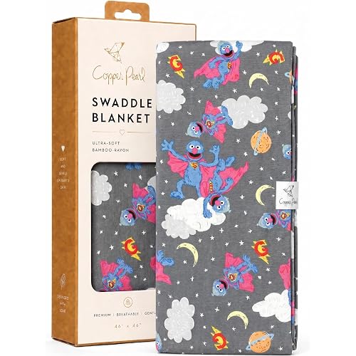 Copper Pearl Swaddle Blankets for Newborns | Soft Stretchy Receiving Blankets for Boys and Girls | Large 46 x 46 Inch Baby Blankets | Lightweight and Breathable Swaddles | Super Grover