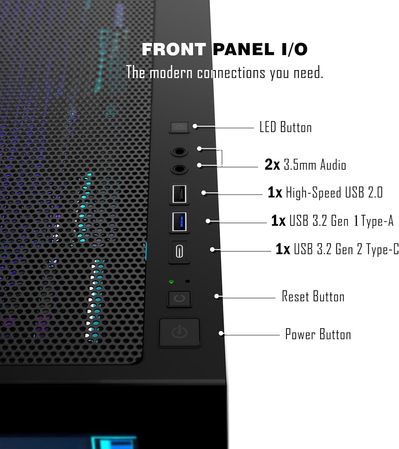 KEDIERS PC CASE ATX 7 PWM ARGB Fans Pre-Installed, Type-C Mid Tower Computer Case with Full-View Dual Tempered Glass, Gaming PC Case,Black,P4