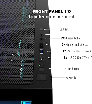 KEDIERS ATX Mid-Tower PC Case, 7x120mm Infinity Mirror ARGB PWM Fans Pre-Installed,Tempered Glass Panel,High-Performance Airflow,Black Desktop Gaming Computer Case