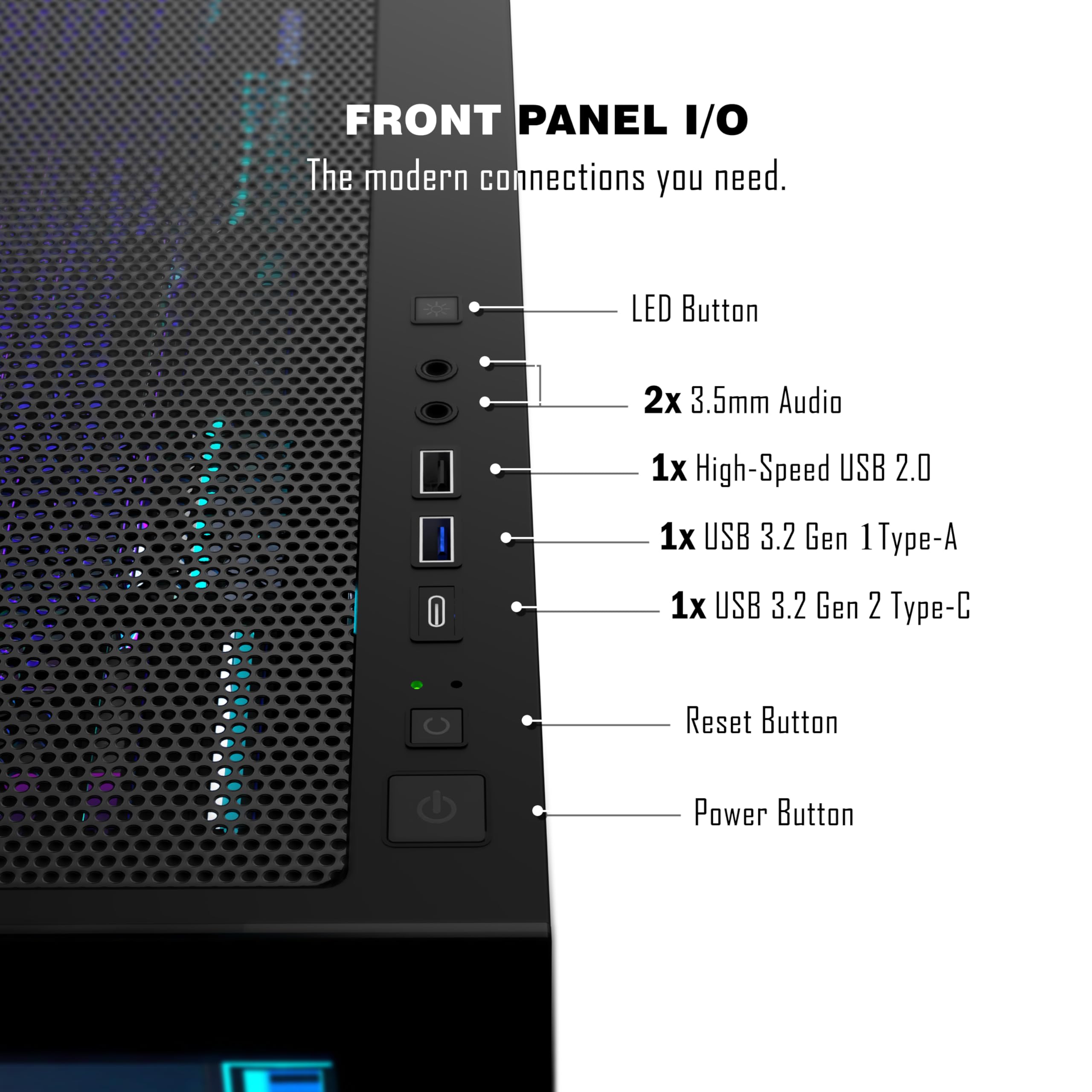 KEDIERS PC Gehäuse Vorinstallierter 7 × 120MM PWM ARGB Lüfter, ATX Mid Tower PC Gehäuse, Computergehäuse mit Panoramaaussicht Gehärtetes Glas Front Panel,Schwarz，P4 ARGB