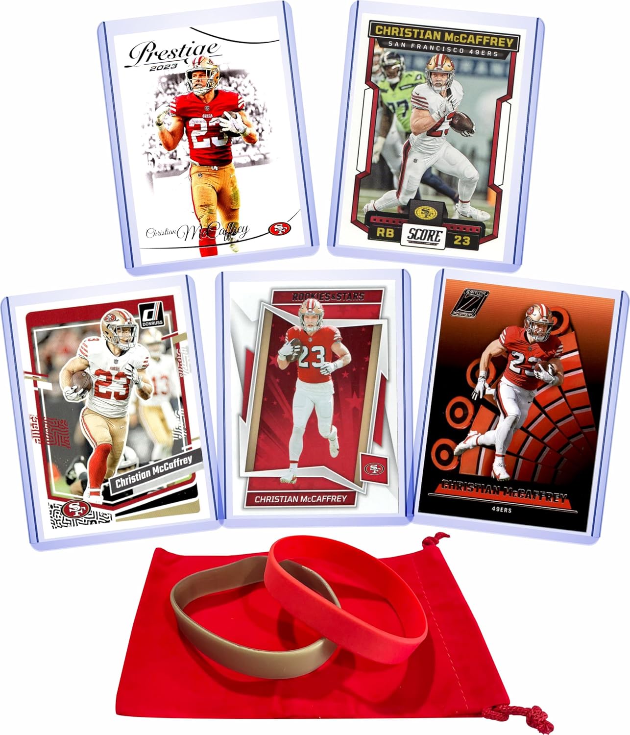 Christian McCaffrey (5) Assorted Football Cards Gift Pack - San Francisco 49ers