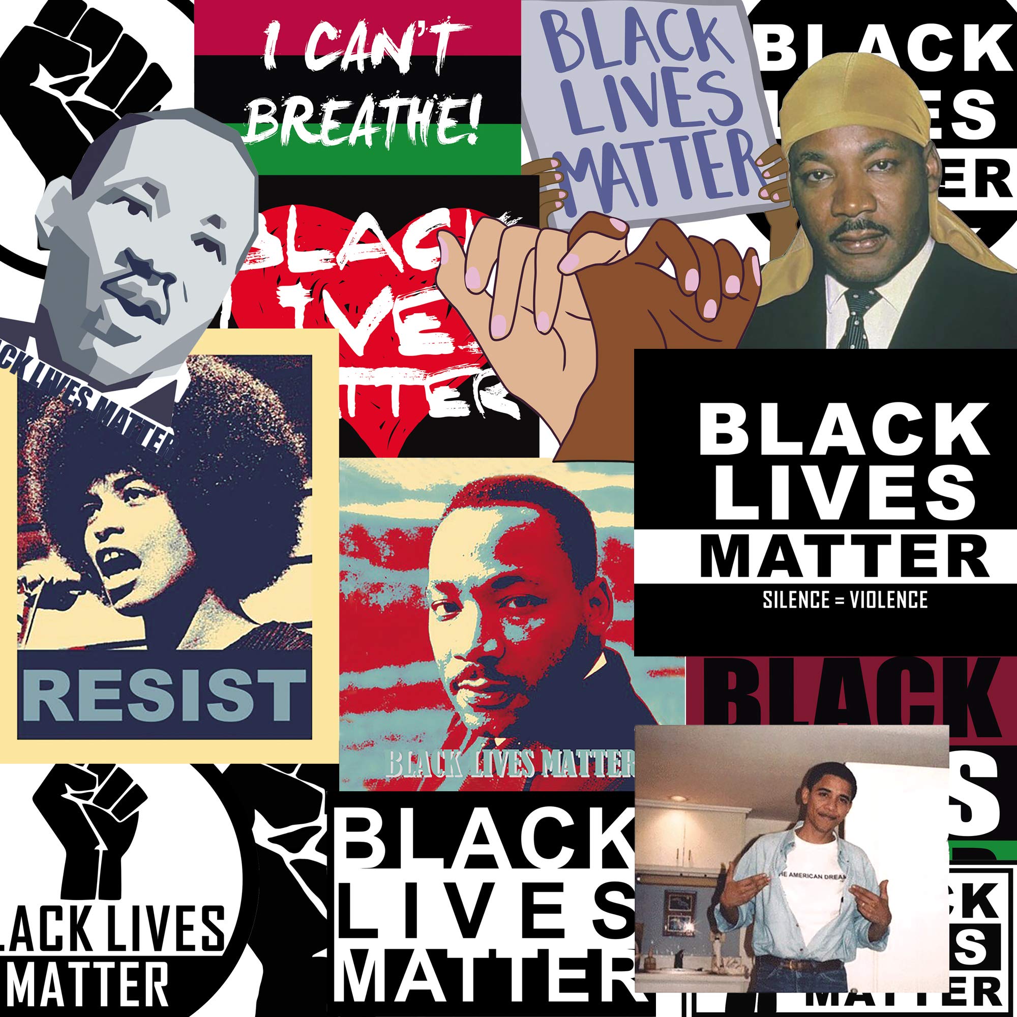 Black Lives Matter Stickers, Black Rights Defender [50pcs] Anti-Racism BLM Movement Sticker, Women Right Decal for Tool Box Hard Hat Helmet Bumper Car Truck Laptop Pad Water Bottles