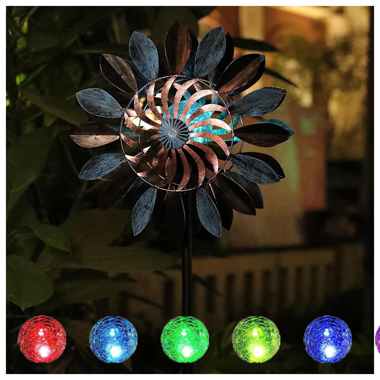 84 Pollici Mulino A Vento All'Aperto, Girandole Da Giardino All'Aperto, Sfera Di Vetro Ad Energia Solare Con Cinetica Filatori Del Cantiere Eolico