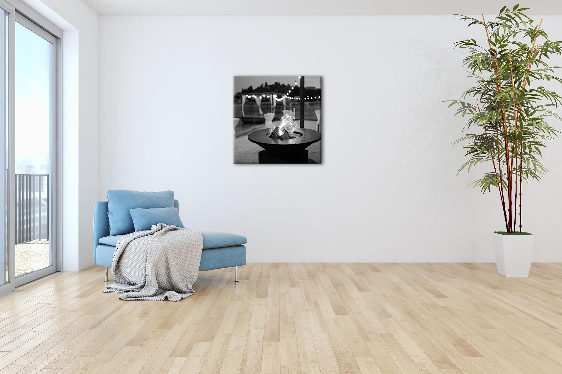 deyoli Spiaggia atmosfera serale, illuminazione romantica, formato: 70 x 70 cm, effetto: bianco e nero, stampa digitale di alta qualità