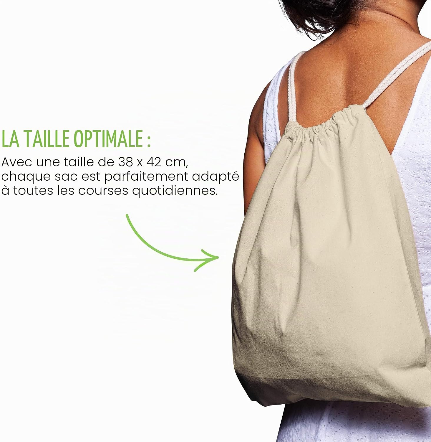 ELES VIDA Sacs de Gym en Coton Naturel, Sac de Sport Sac à Dos en Tissu Sac en Toile de Ju - Mise en situation et utilisation