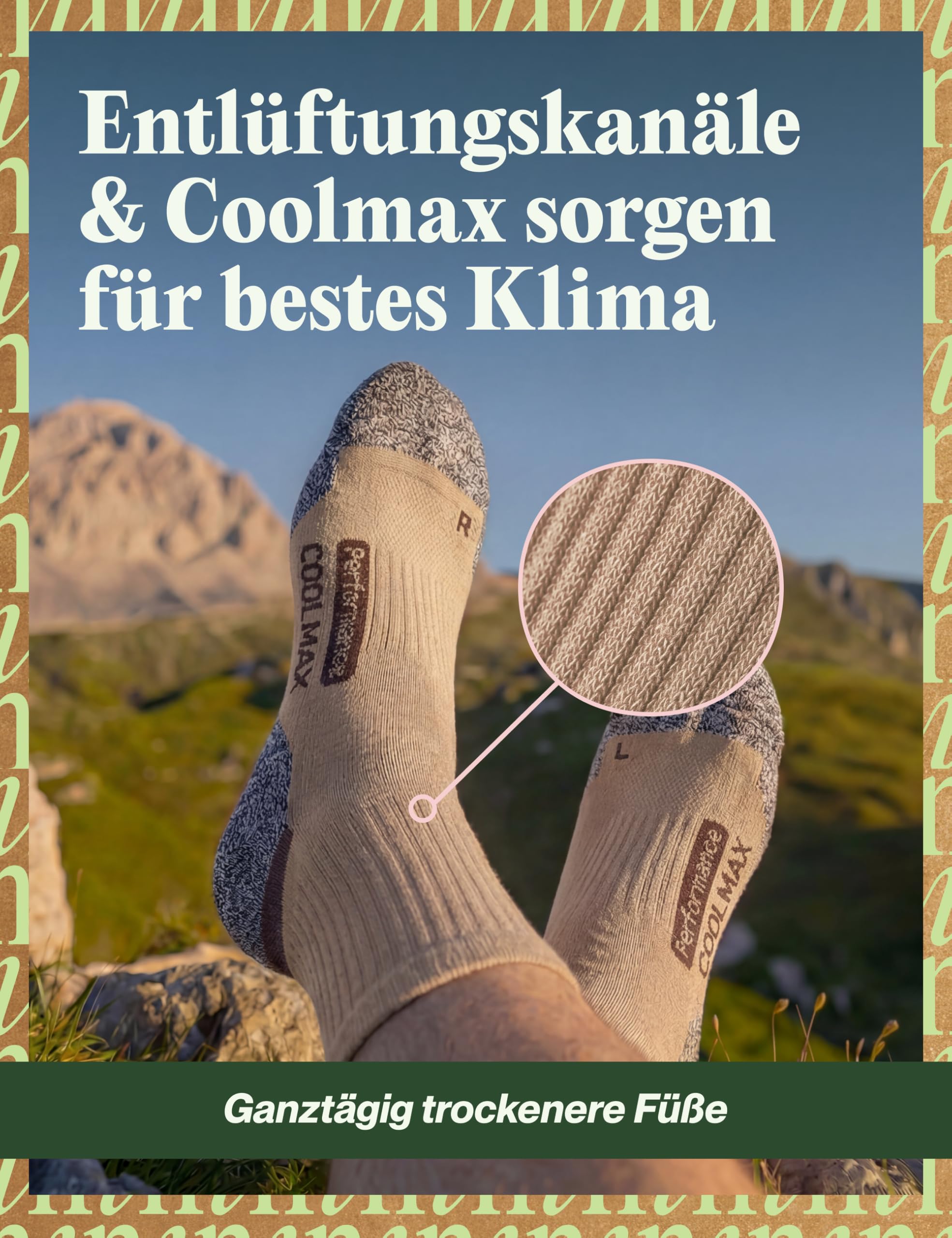 Piarini - Lot de 2 paires de chaussettes techniques - sports outdoor - tissu Coolmax - différents coloris