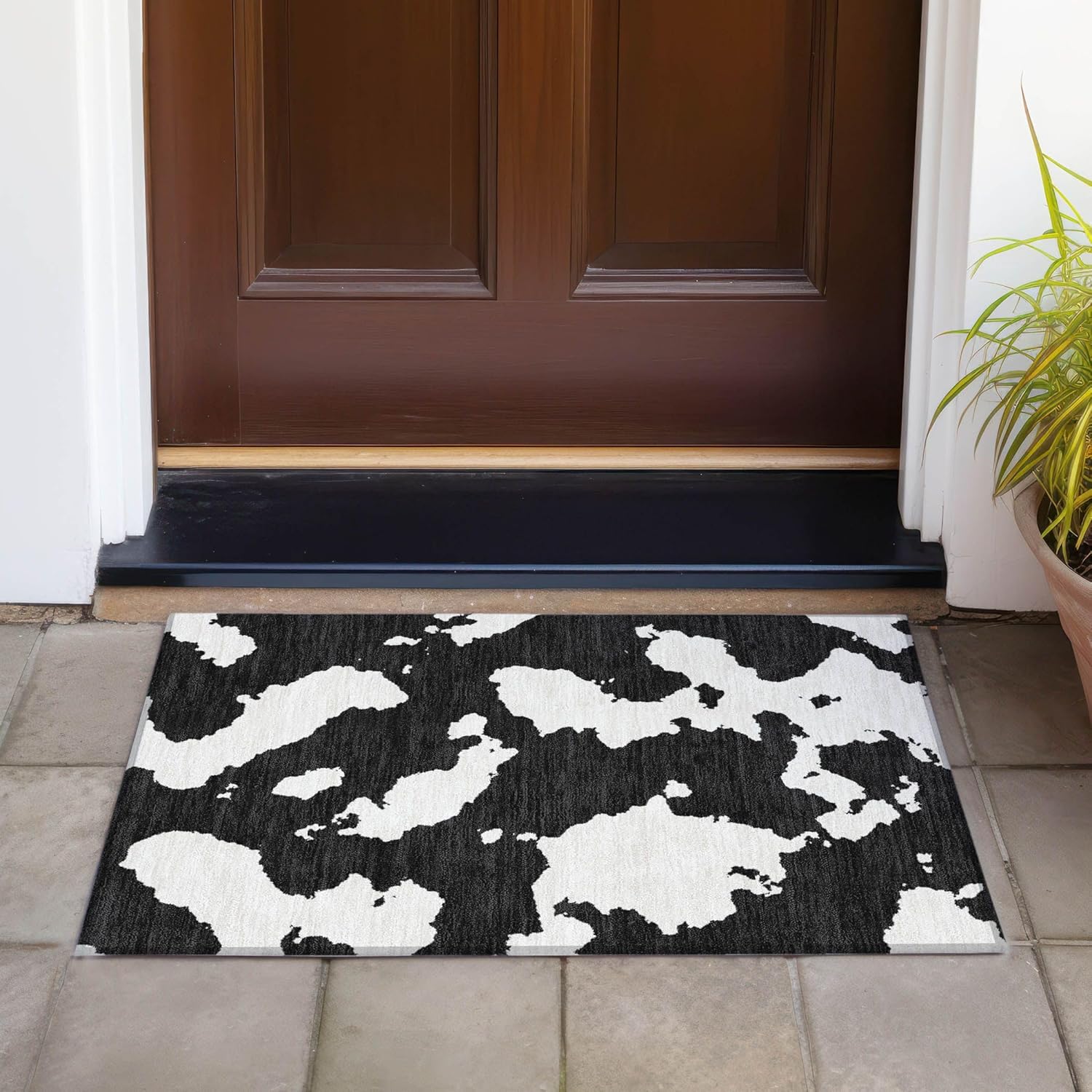 Addison Rugs Chantille ACN975 Black 1'8" x 2'6" Indoor Outdoor Area Rug, Easy Clean, Machine Washable, Non Shedding, Bedroom, Entry, Living Room, Dining Room, Kitchen, Patio Rug