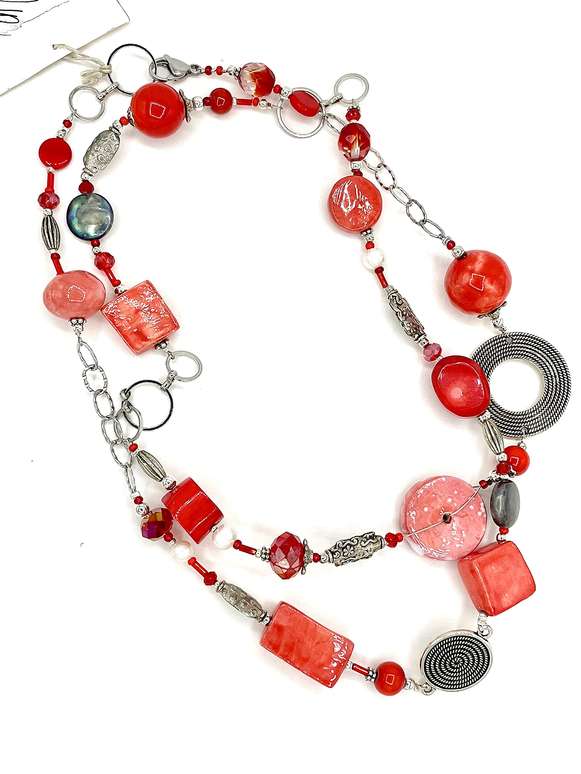 Gioielli d'Artista di Chiara Bo Collana Rossa lunga Donna con corallo Fiamma