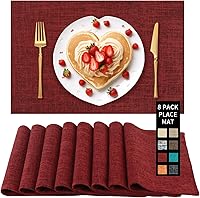 Vista 33 de Juego de 2 manteles individuales y posavasos de piel sintética, redondos de cuero para mesa de comedor, resistentes al calor, antideslizantes