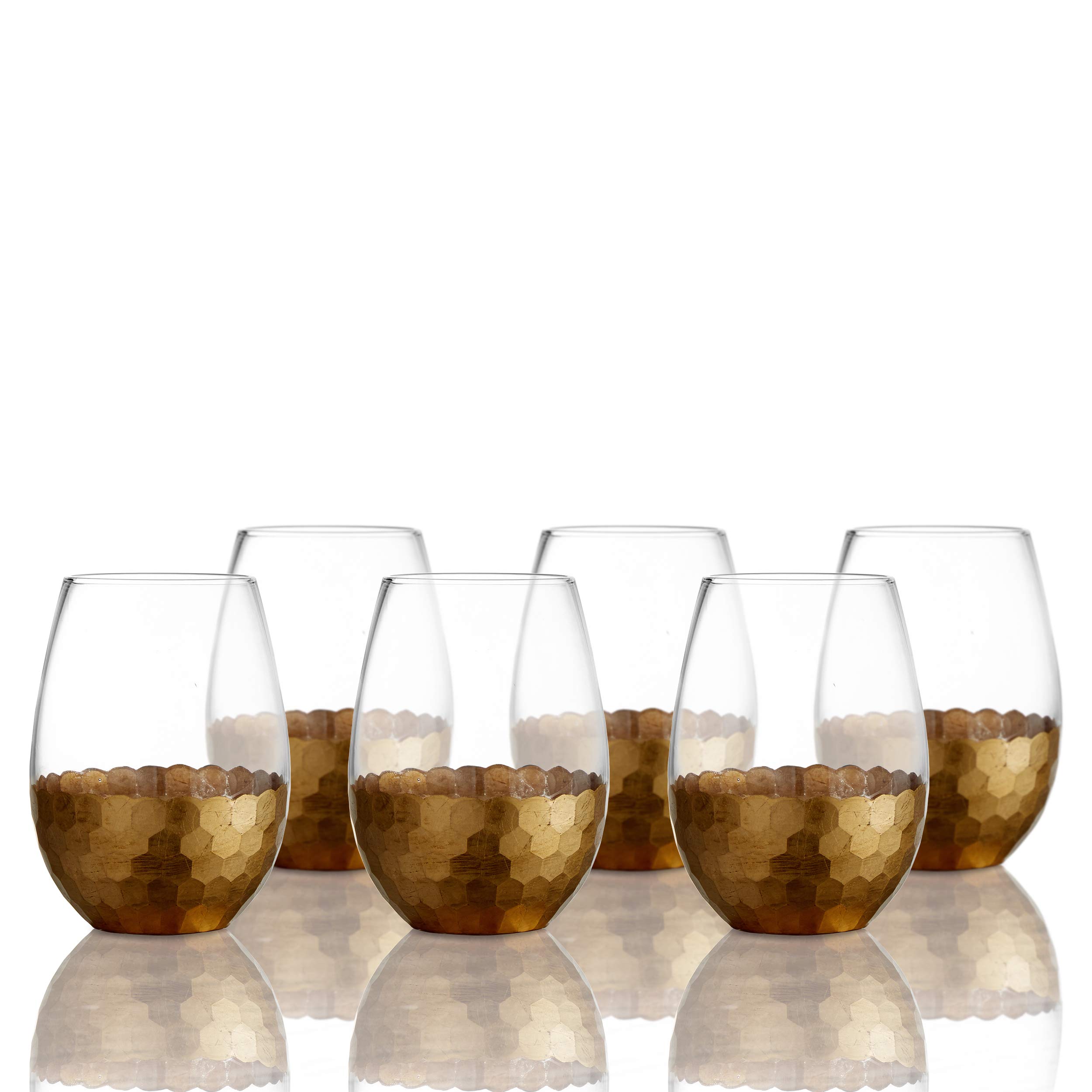 Fitz and Floyd Stemless Wine Glass Set of 6 – Elegant Lead-free Matching Drinkware Perfect For Everyday Use Or Entertaining – Stylish Modern Glasses Make An Ideal Gift For Weddings, Birthdays, Holiday