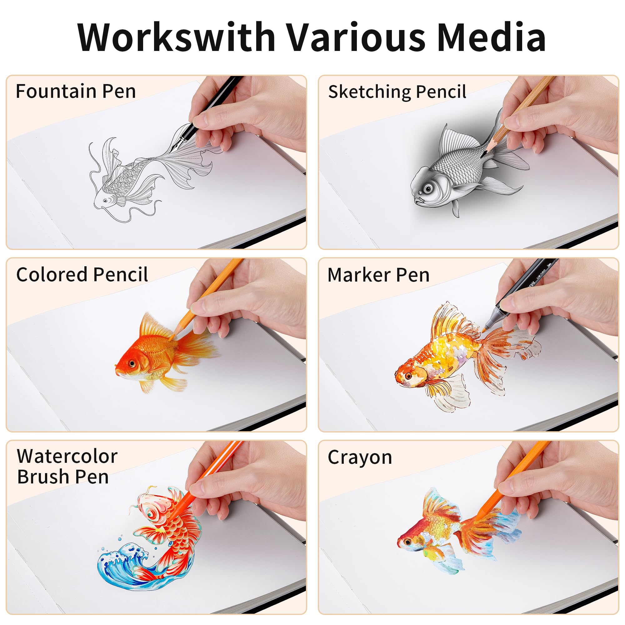 Goldeluxe Sketchbook 21×21cm, 156 Pages (78 Feuilles), Papier épais