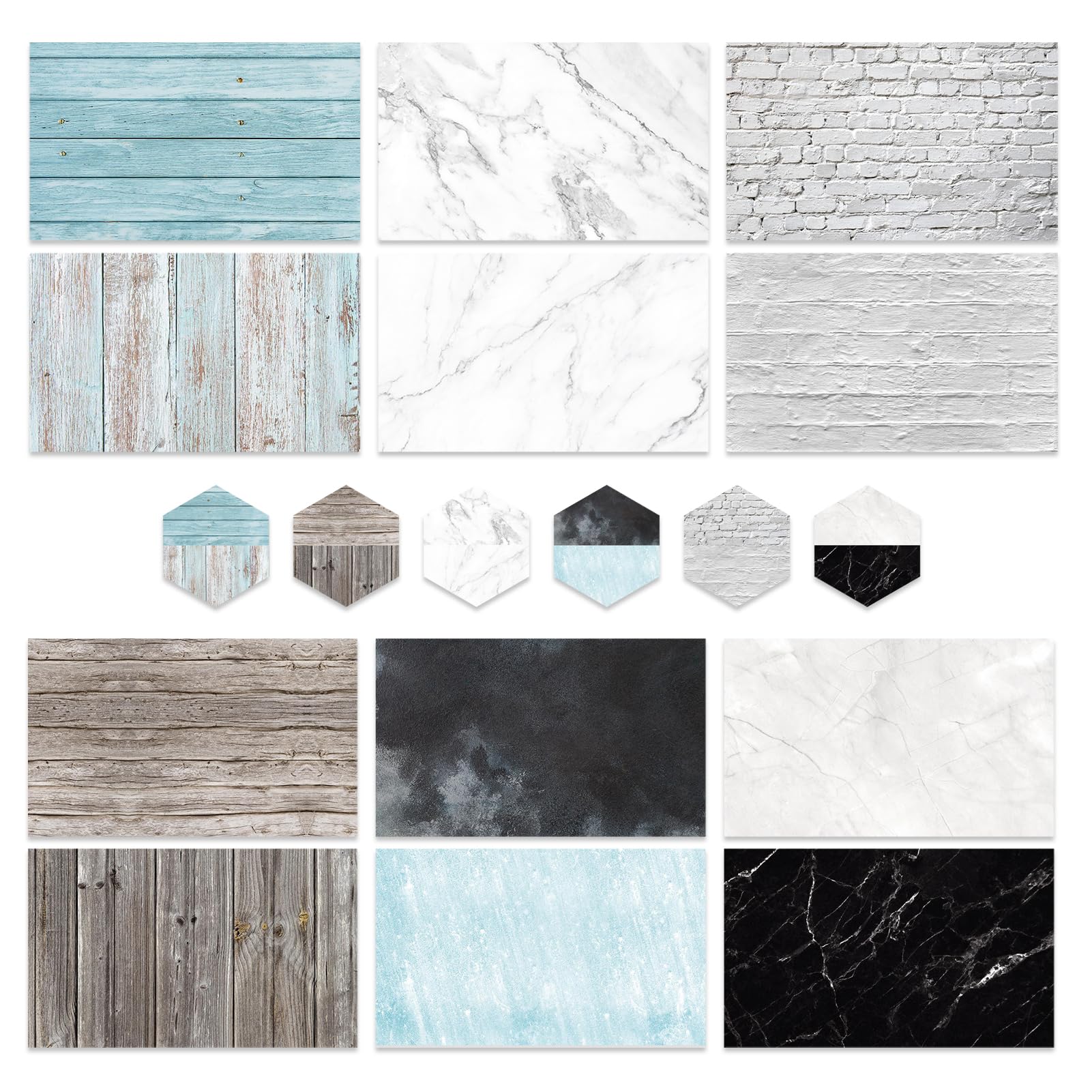 Ctrizsel Photography Backgroud Table Top Paper Pack with 6PCS Double Side Colored Pattern 22 * 35 Inch Full Size Waterproof Backdrop for Food Makeup