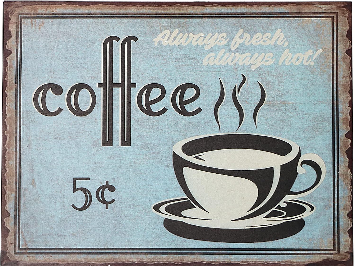 Barnyard Designs 5 Cent Coffee Retro Vintage Metal Tin Bar Sign, Decorative Wall Art Signage, Primitive Farmhouse Country Kitchen Home Décor, 13" x 10"