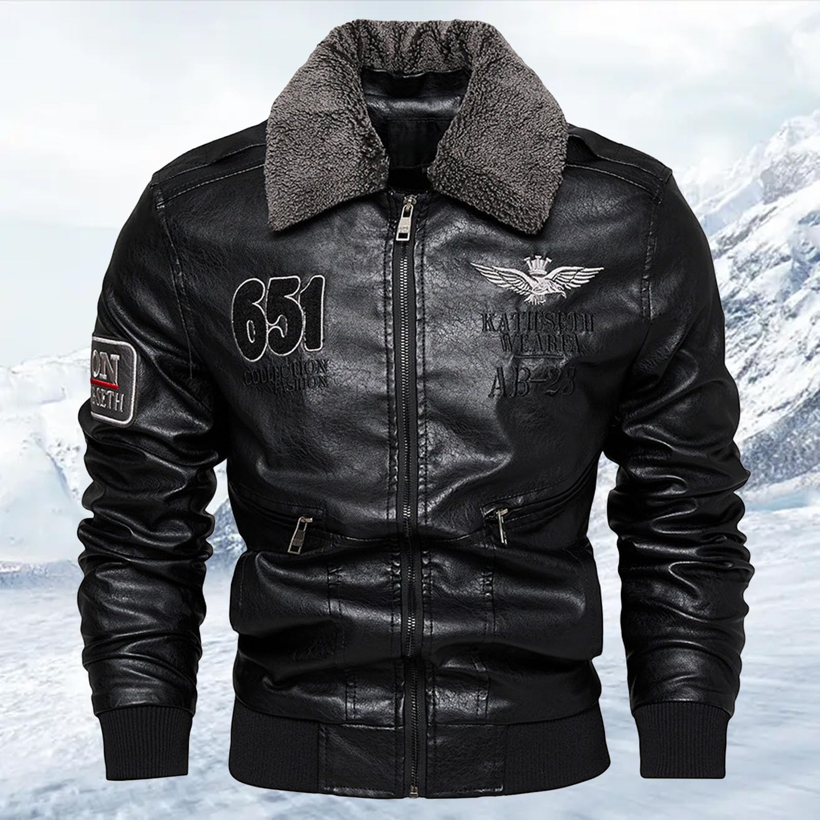 Genérico Chaqueta de para hombre, de invierno, con cuello acolchado, extraíble, estilo informal, chaqueta de talla grande
