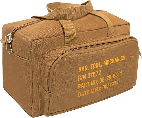 Rothco Bolsa de herramientas para mecánica con cremallera tipo G.I. y estampado militar (Marrón Coyote)