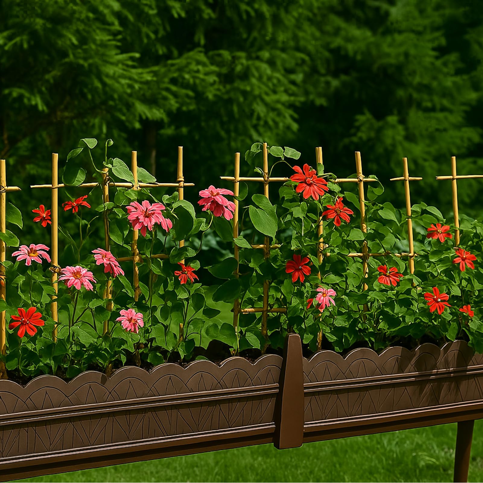 10 Stück Rankgitter Bambus, Rankhilfe Holz für Kletterpflanzen Gurken Tomaten Blumen Tomatenturm - Länge 60 cm (2S, 60 cm)