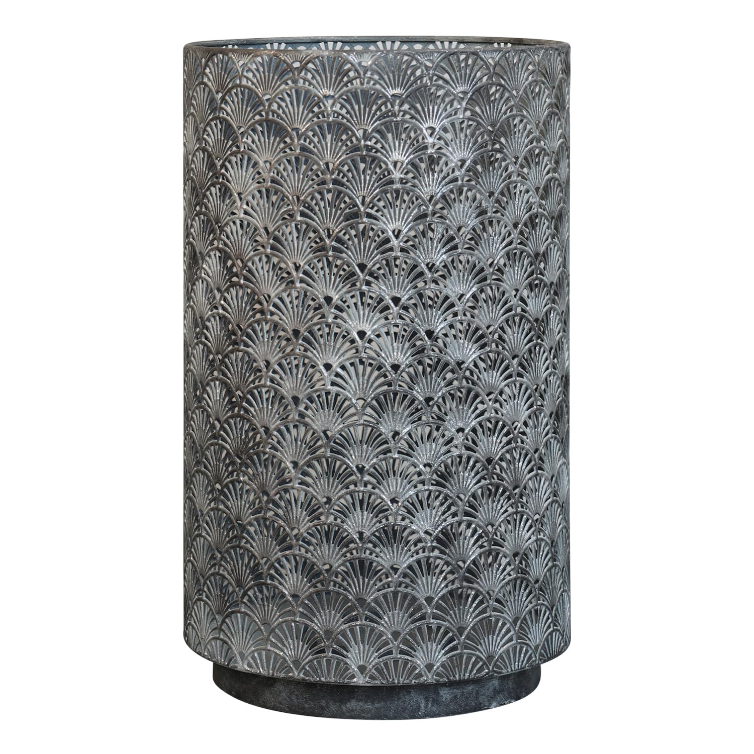 Macosa CA25057200 Dekolaterne Grau 50 cm rund Metall Laterne Dekoleuchte modern Innen- und Außenbereich Gartendeko Garten Dekoration Dekolicht