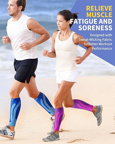 Vista 76 de CAMBIVO 3 pares de mangas de compresión de pantorrilla para hombres y mujeres, calcetines de compresión sin pies para espinillas, alivio del dolor