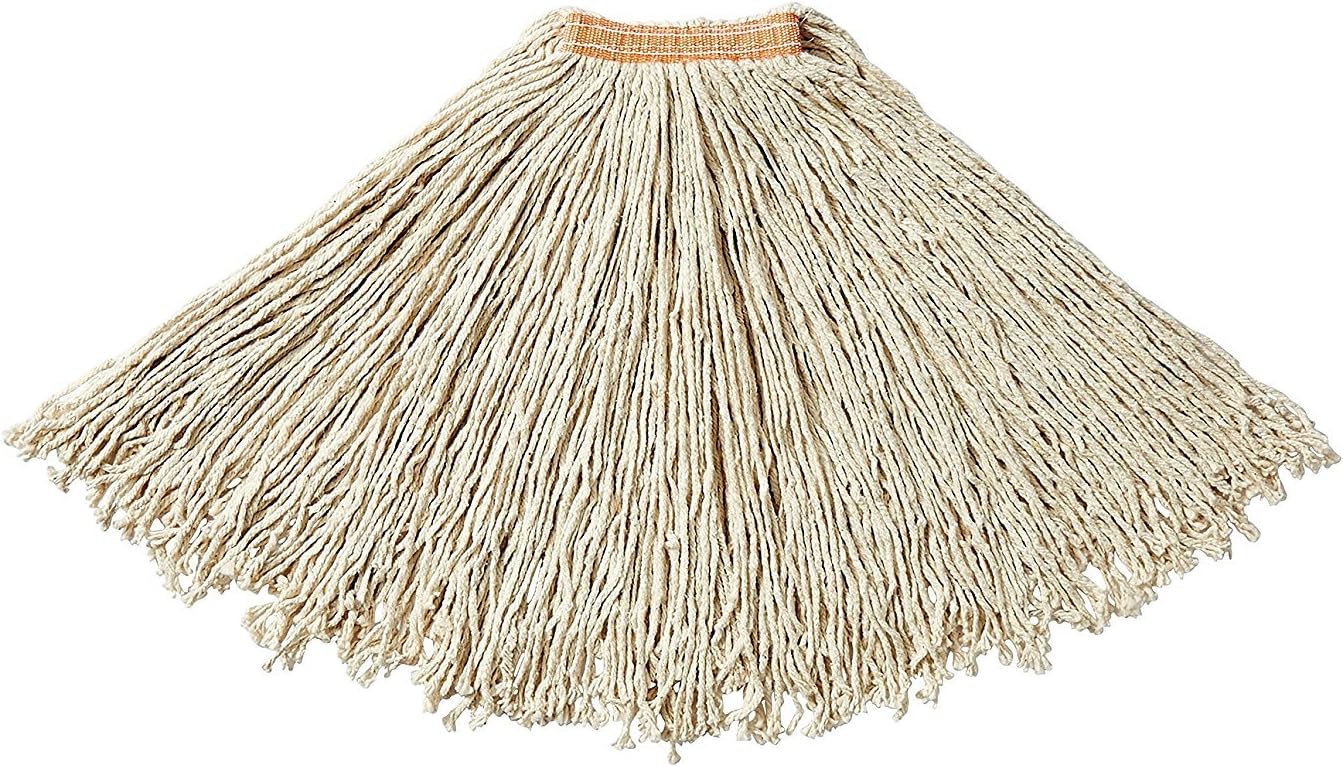 Dura Pro Premium Cut End Cotton Mop, White, Heavy Duty Cotton Industrial Wet Mop for Floor Cleaning Office/School/Stadium/Bathroom, Pack of 12