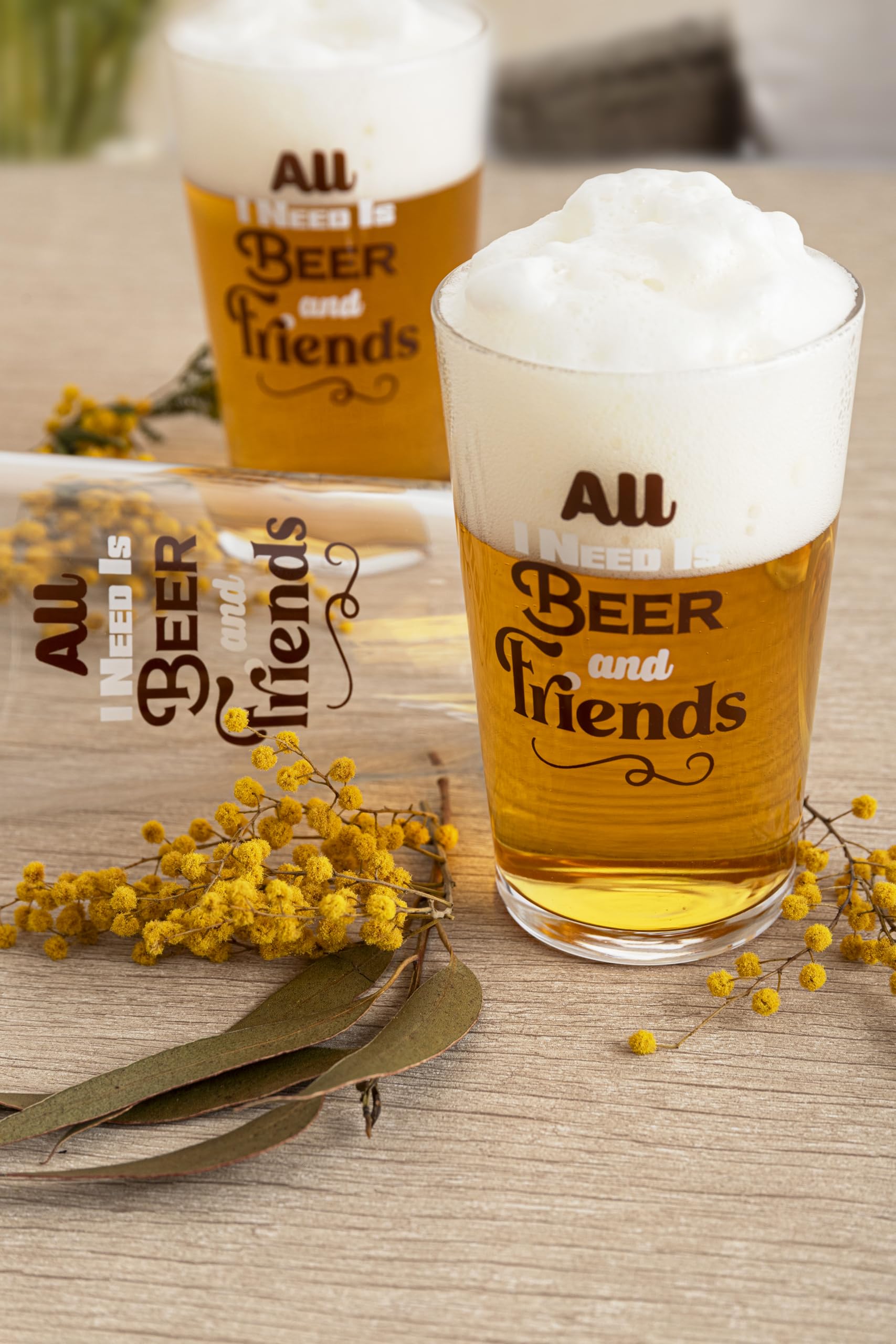 Luminarc Vasos de Cerveza, 50 cl, Set de 6, con Frase Decorativa, Aptos para Lavavajillas