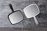 Vista 6 de PROTECLE Espejo de mano, 10.3" L x 7.4" W Espejo de mano para salón de barbería con mango, cuadrado, negro