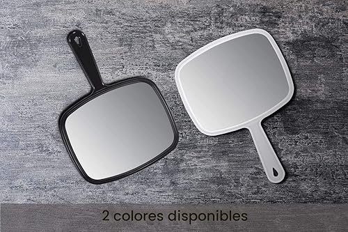 Miniatura 6 de PROTECLE Espejo de mano, 10.3" L x 7.4" W Espejo de mano para salón de barbería con mango, cuadrado, negro