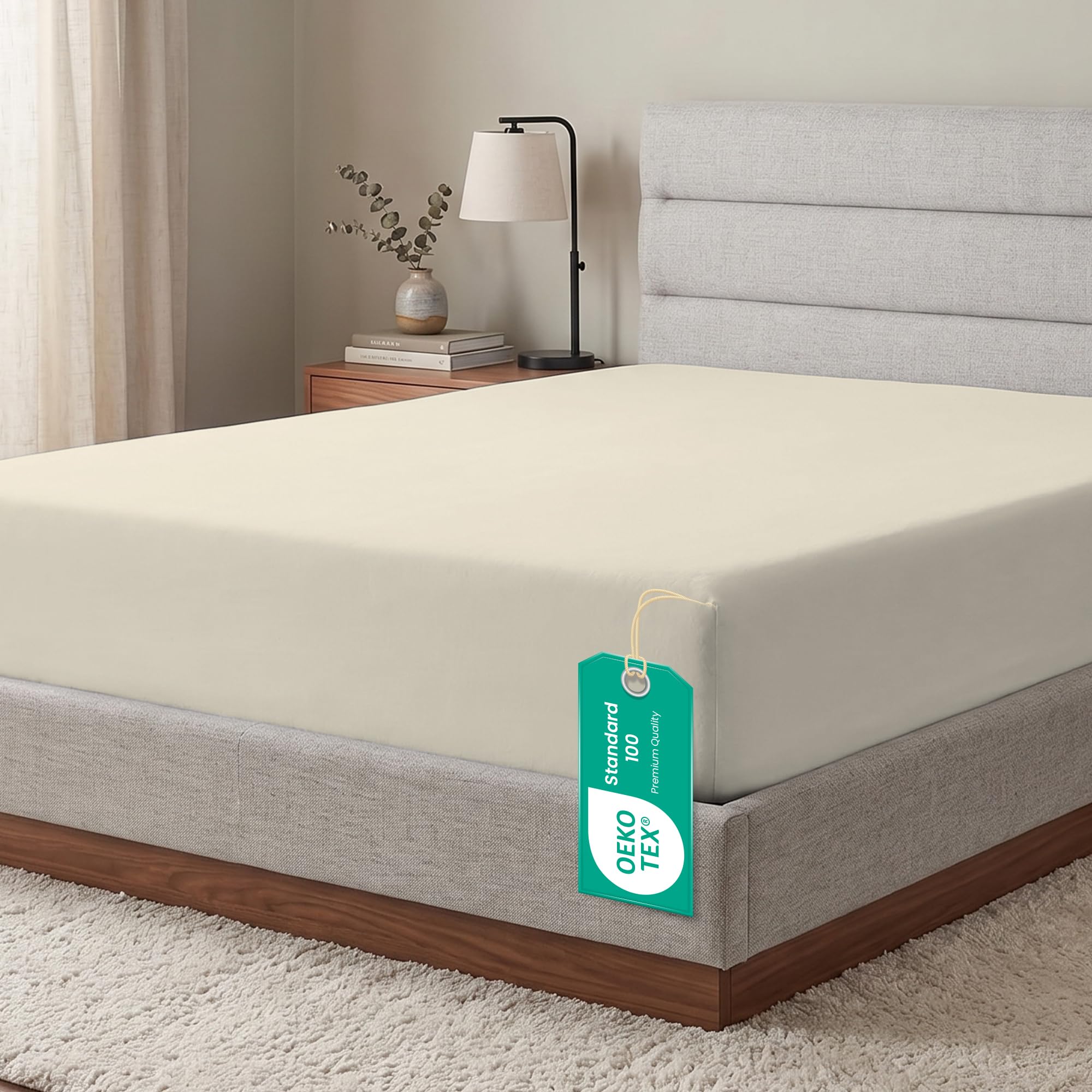 Linens World Egyptian Cotton Fitted Sheets King Size Breathable, Anti Wrinkle 40cm Deep Pocket 200 Thread Count Bed Sheets Bedding & Linen 152 X 200-CM White Bedding King Size Fitted Sheets — view 12